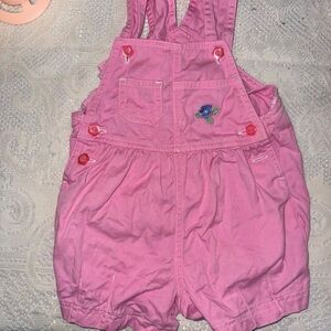 Y2K Pink Kids Short Bubble Overalls